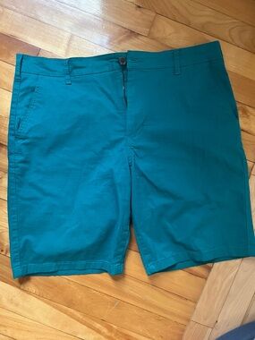 George Teal Flat-Front Cotton Chino Shorts